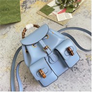 Gucci BAMBOO SMALL BACKPACK 702101 Leather Blue High