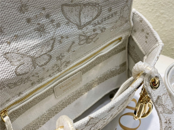 MEDIUM LADY D-LITE BAG Butterfly Zodiac Embroidery Gold High