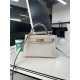 Hermes Kelly Mini II Bag Epsom Leather WAX Silver/Gold Metal Pearl Gray High