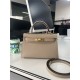 Hermes Kelly Mini II Bag Epsom Leather WAX Silver/Gold Metal Trench High