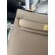 Hermes Kelly Mini II Bag Epsom Leather WAX Silver/Gold Metal Trench High