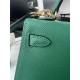 Hermes Kelly Mini II Bag Epsom Leather WAX Silver/Gold Metal Malachite High