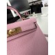 Hermes Kelly Mini II Bag Epsom Leather WAX Silver/Gold Metal Rose Saiura High