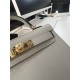 Hermes Kelly Mini II Bag Epsom Leather WAX Silver/Gold Metal Gris Meyer High