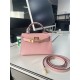 Hermes Kelly Mini II Bag Epsom Leather WAX Silver/Gold Metal Rose Sakura High