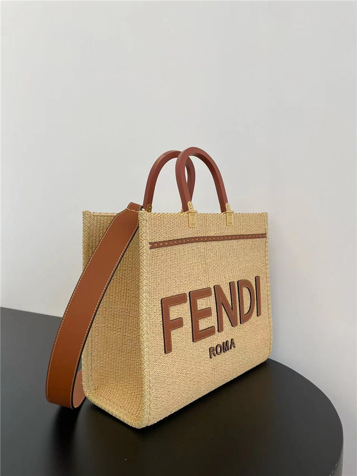 MEDIUM Fendi SUNSHINE Shopper Straw Natural High