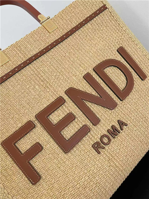 MEDIUM Fendi SUNSHINE Shopper Straw Natural High