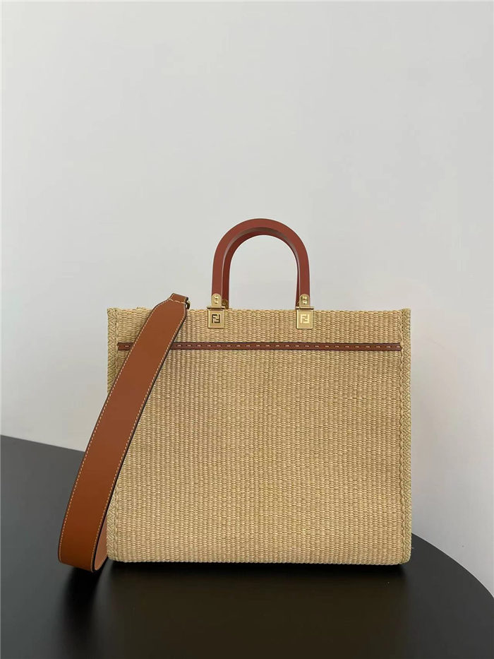 MEDIUM Fendi SUNSHINE Shopper Straw Natural High