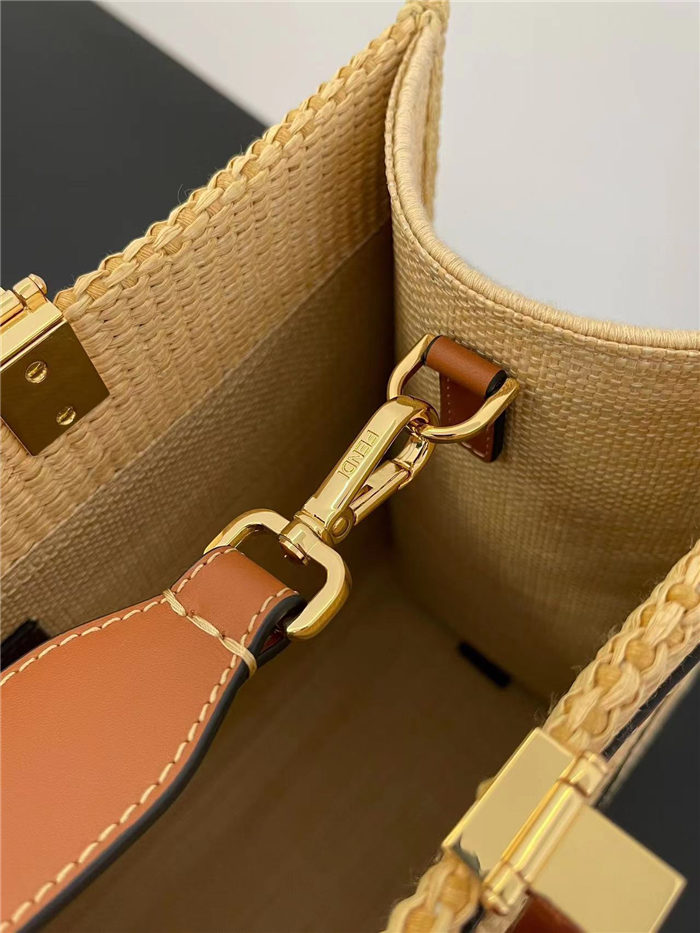 MEDIUM Fendi SUNSHINE Shopper Straw Natural High