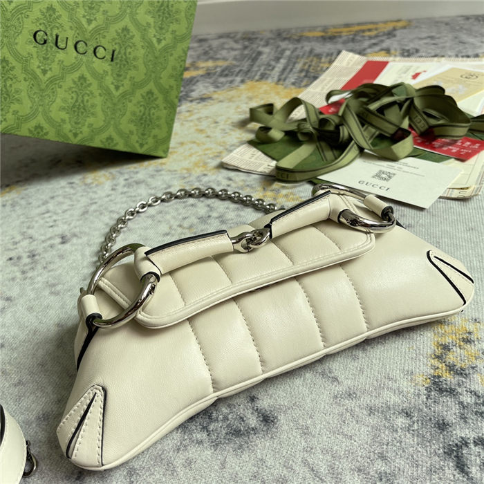 Gucci HORSEBIT CHAIN SMALL SHOULDER BAG Leather 764339 White High