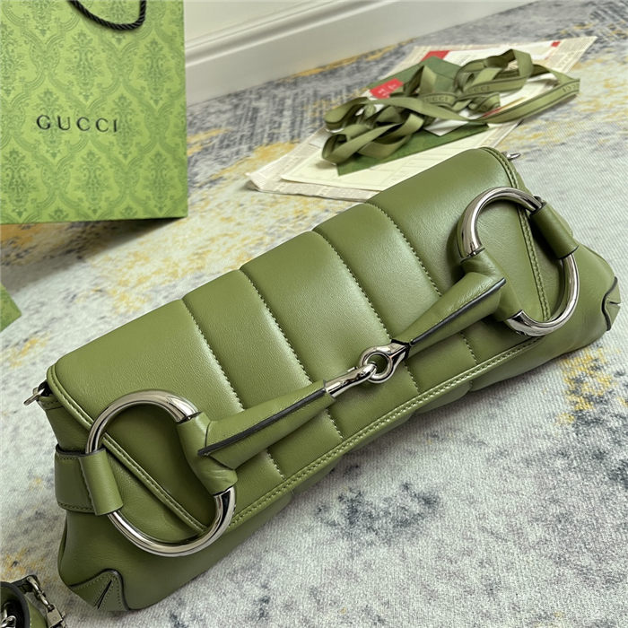 Gucci HORSEBIT CHAIN MEDIUM SHOULDER BAG Leather 764255 Green High