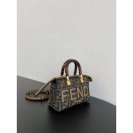 Fendi By The Way Mini Boston bag fabric Brown High