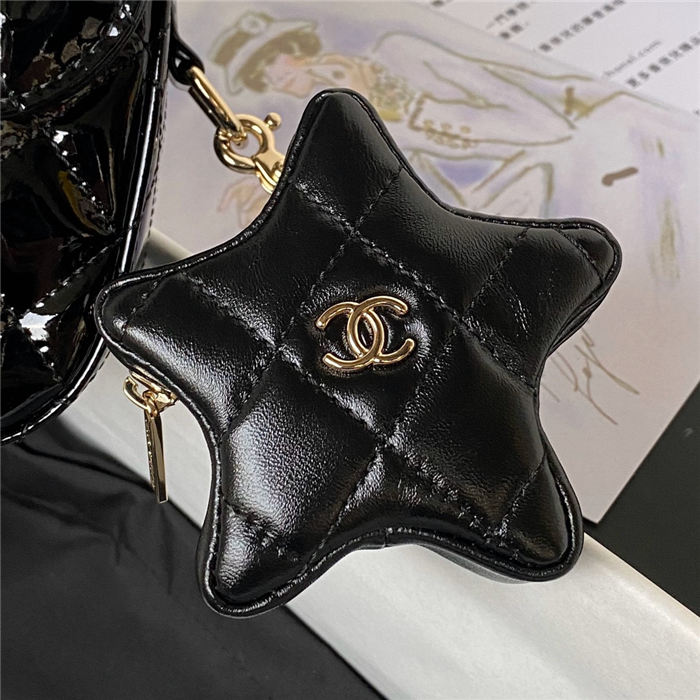 Chanel FLAP BAG & STAR COIN PURSE AS4648 Calfskin & Gold-Tone Metal Black A