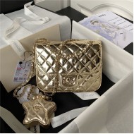 Chanel MINI FLAP BAG & STAR COIN PURSE AS4647 Mirror Calfskin, Metallic Calfskin & Gold-Tone Metal Gold A