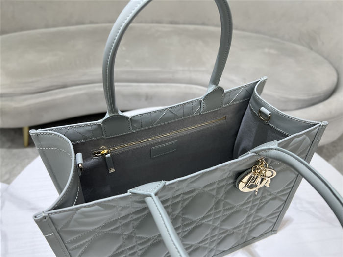 MEDIUM Dior BOOK TOTE Macrocannage Calfskin Grey High