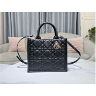 SMALL Dior BOOK TOTE Macrocannage Calfskin Black High