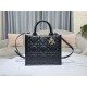 SMALL Dior BOOK TOTE Macrocannage Calfskin Black High