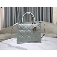 SMALL Dior BOOK TOTE Macrocannage Calfskin Grey High