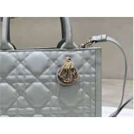 SMALL Dior BOOK TOTE Macrocannage Calfskin Grey High