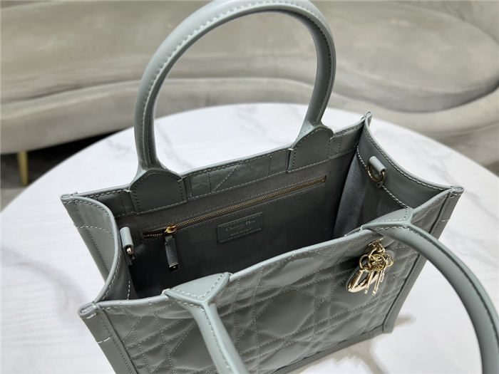 SMALL Dior BOOK TOTE Macrocannage Calfskin Grey High