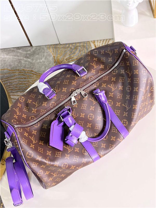 Louis Vuitton Keepall Bandoulière 50 Monogram Macassar M46775 Purple High