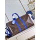 Louis Vuitton Keepall Bandoulière 50 Monogram Macassar M46772 Blue High