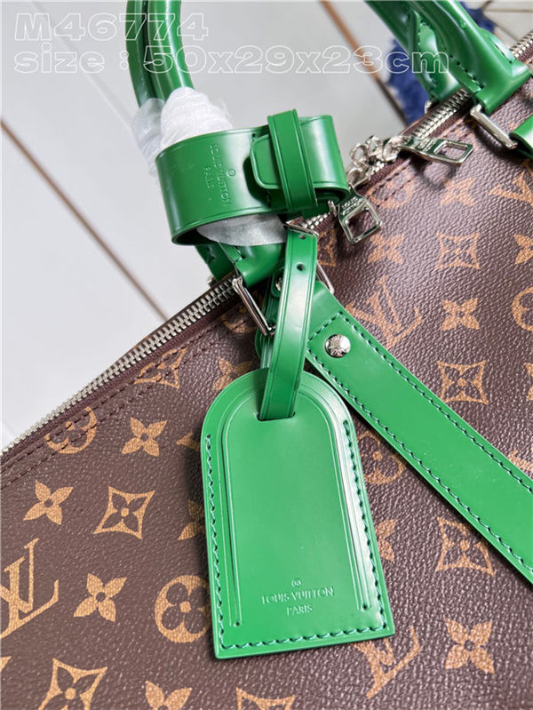 Louis Vuitton Keepall Bandoulière 50 Monogram Macassar M46774 Green High