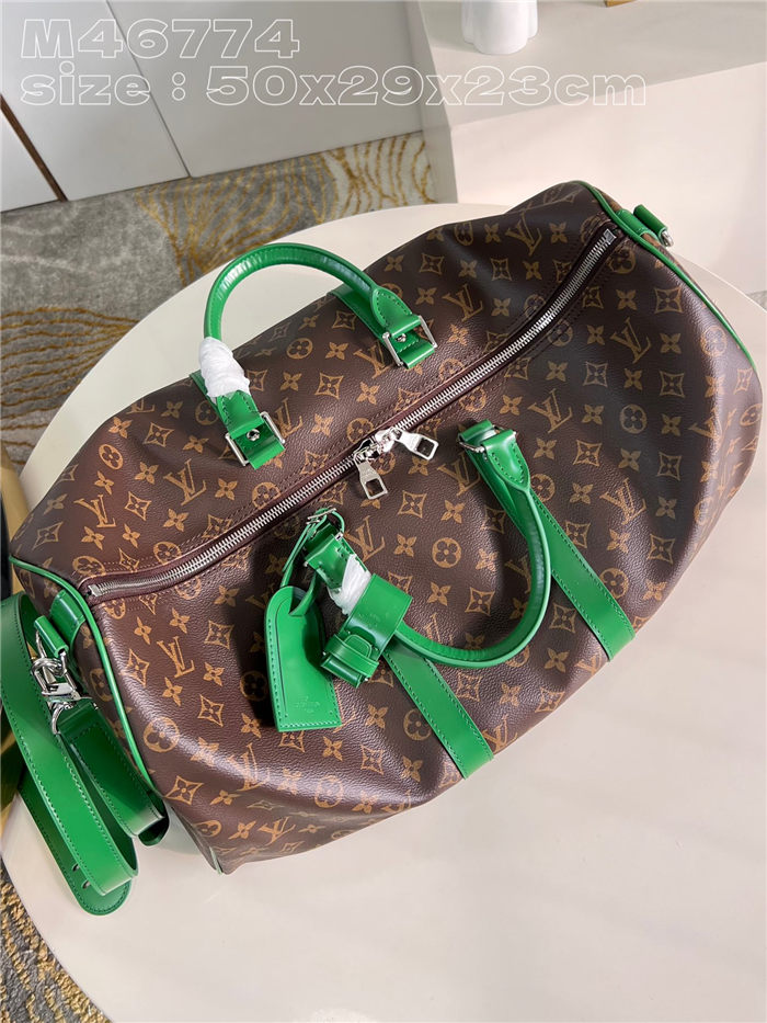 Louis Vuitton Keepall Bandoulière 50 Monogram Macassar M46774 Green High