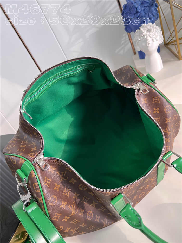 Louis Vuitton Keepall Bandoulière 50 Monogram Macassar M46774 Green High