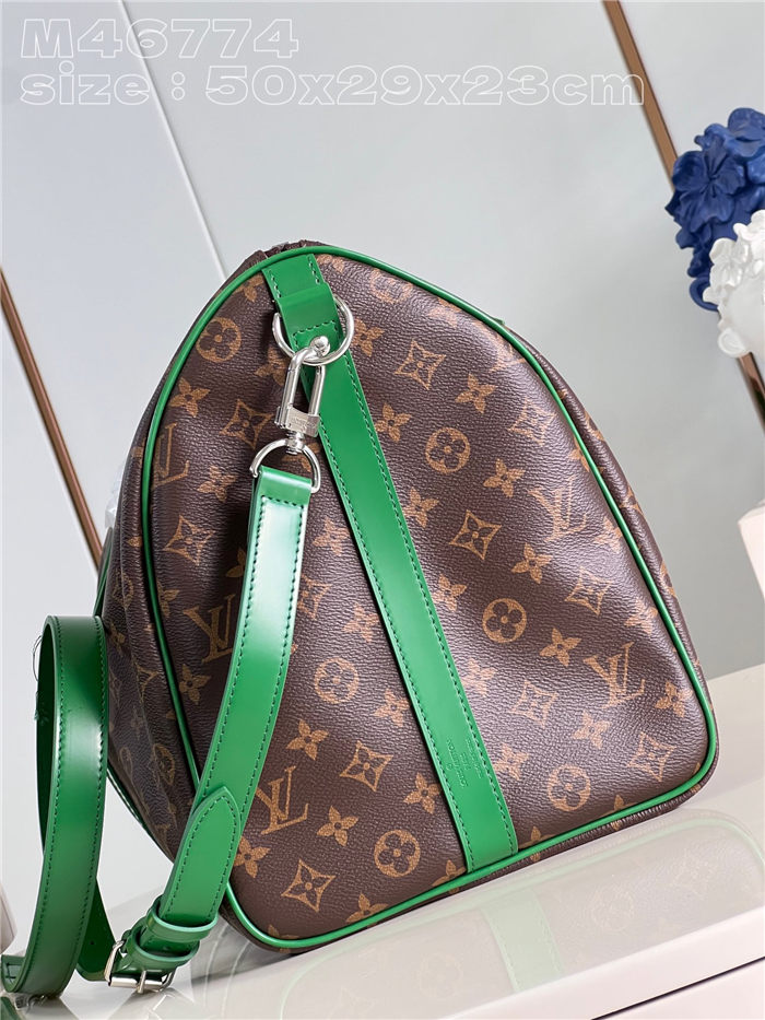 Louis Vuitton Keepall Bandoulière 50 Monogram Macassar M46774 Green High