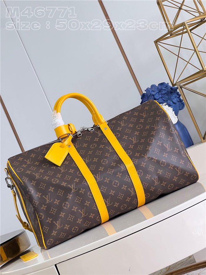 Louis Vuitton Keepall Bandoulière 50 Monogram Macassar M46771 Yellow High