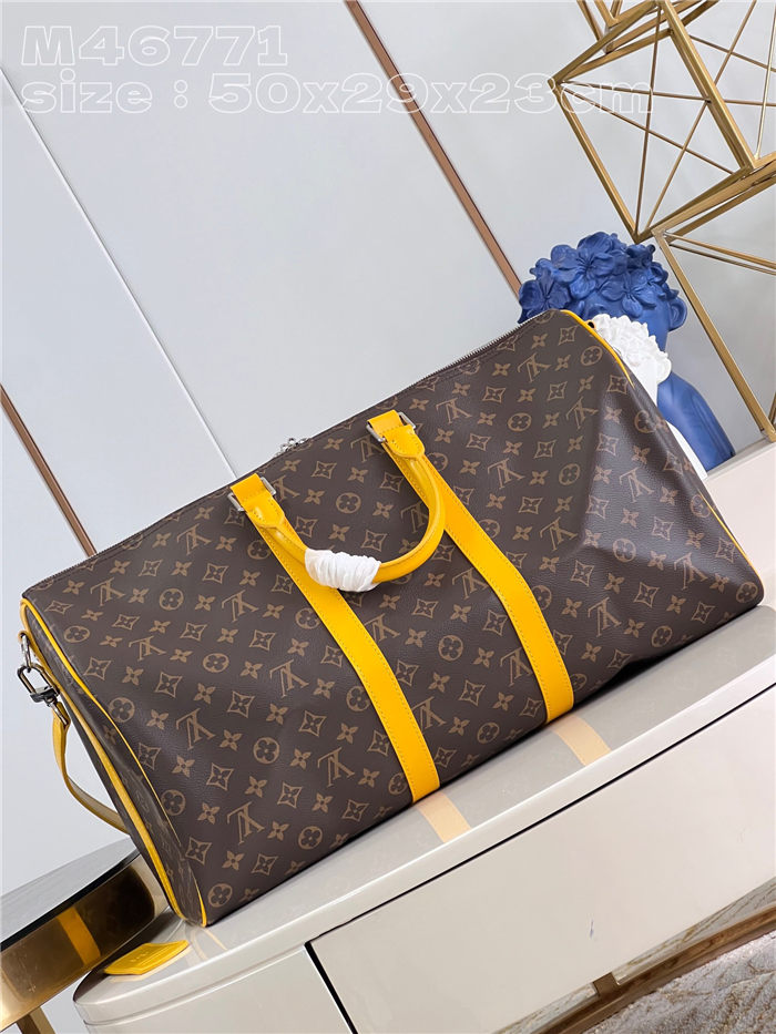 Louis Vuitton Keepall Bandoulière 50 Monogram Macassar M46771 Yellow High