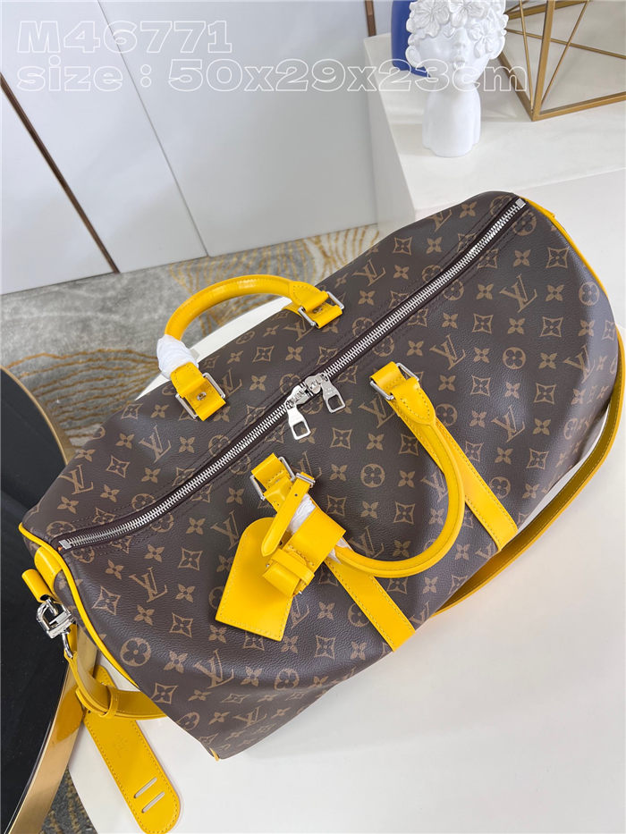 Louis Vuitton Keepall Bandoulière 50 Monogram Macassar M46771 Yellow High