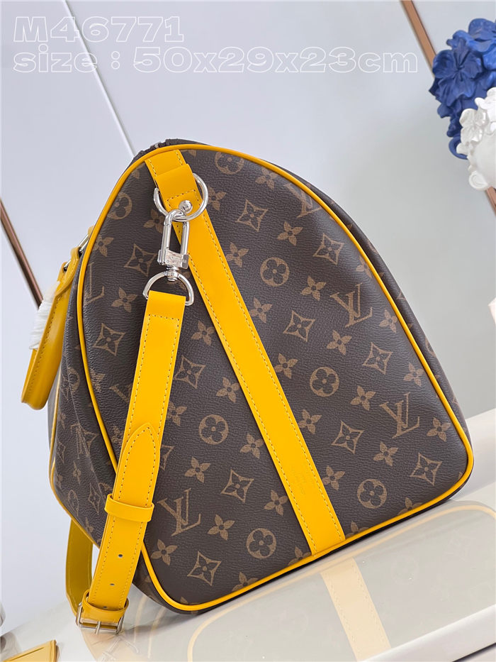 Louis Vuitton Keepall Bandoulière 50 Monogram Macassar M46771 Yellow High