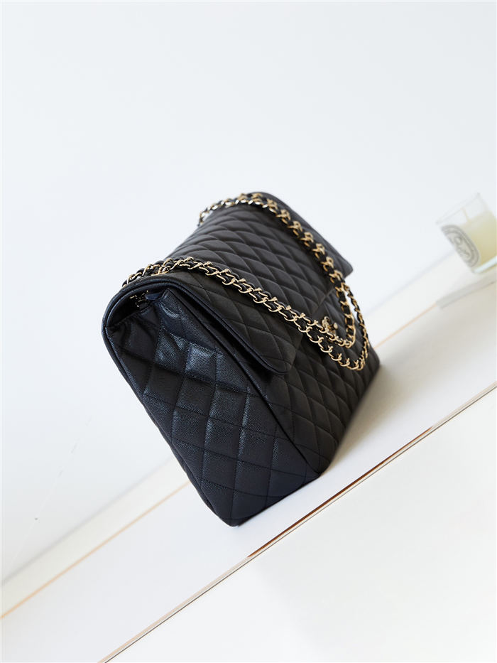 Chanel FLAP BAG 24C AS4661 Grained Calfskin Gold-Tone Metal Black A