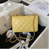 Chanel MINI FLAP BAG Calfskin & Gold-Tone Metal AS2615 Yellow A