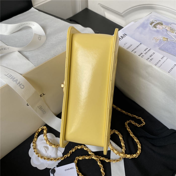 Chanel MINI FLAP BAG Calfskin & Gold-Tone Metal AS2615 Yellow A