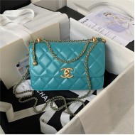 Chanel SMALL FLAP BAG Calfskin & Gold-Tone Metal AS2649 Green A