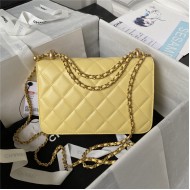 Chanel SMALL FLAP BAG Calfskin & Gold-Tone Metal AS2649 Yellow A