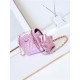 Chanel MINI FLAP BAG & STAR COIN PURSE AS4646 Mirror Calfskin, Metallic Calfskin & Gold-Tone Metal Pink A