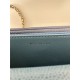 Classic Wallet on Chain A33814 Smaller-Grained Calfskin Gold/Silver Metal Blue A