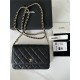 Classic Wallet on Chain A33814 Smaller-Grained Calfskin Gold/Silver Metal Black B