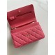 Classic Wallet on Chain A33814 Smaller-Grained Calfskin Gold/Silver Metal Fuchsia A