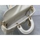 LADY D-JOY BAG MEDIUM Cannage Lambskin with Gold-Finish Butterfly Studs White High