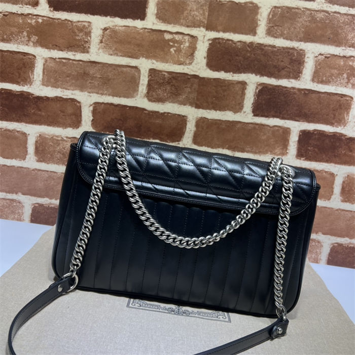 GG MARMONT MEDIUM SHOULDER BAG 443496 Leather Black High