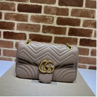 GG MARMONT MEDIUM SHOULDER BAG 443496 Leather Milk-Tea High