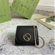 Gucci GUCCI BLONDIE MEDIUM CHAIN WALLET 725219 Leather Black High