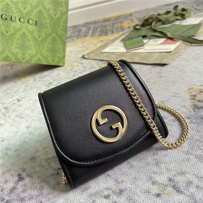 Gucci GUCCI BLONDIE MEDIUM CHAIN WALLET 725219 Leather Black High