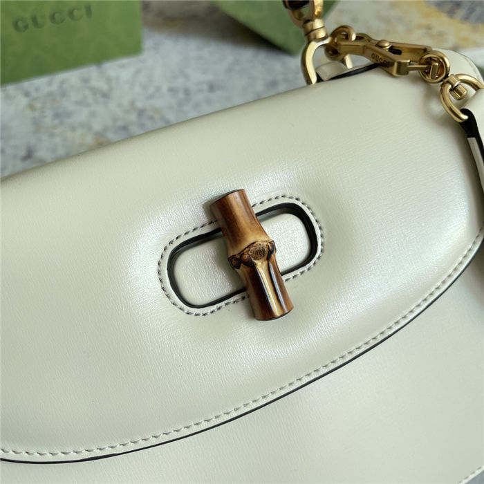 Gucci Bamboo 1947 Medium top handle bag Leather White 672206 High