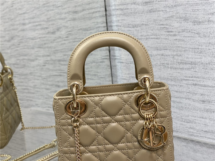 MINI LADY Dior BAG Cannage Lambskin Gold Metal Natural High